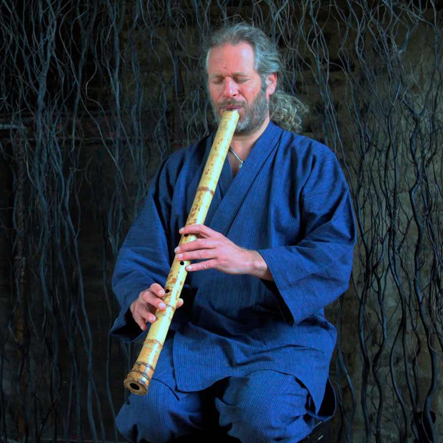 Adrian Freedman plays shakuhachi at Dartington Hall.