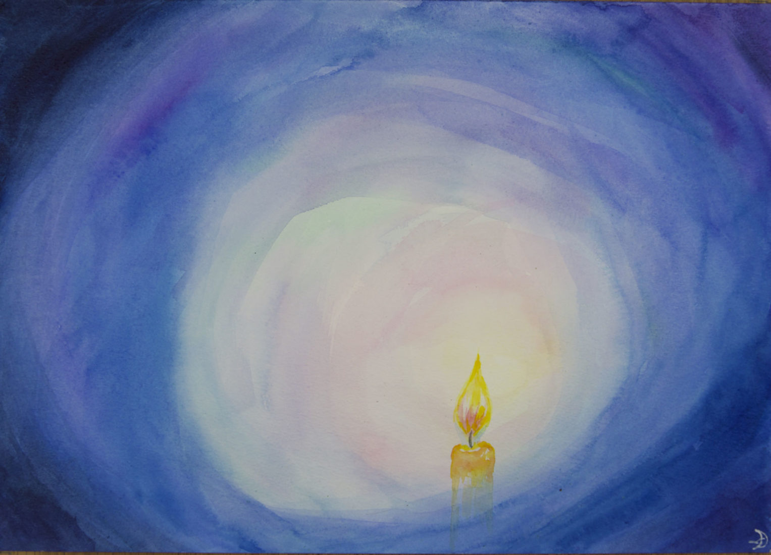 Painting of Blue Candle by Noriko Moonbird